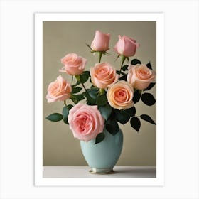 A Vase Of Pink Roses 71 Art Print