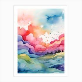 Watercolor Landscape Painting 2 Art Print