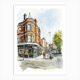 Hackney London Borough   Street Watercolour 2 Art Print