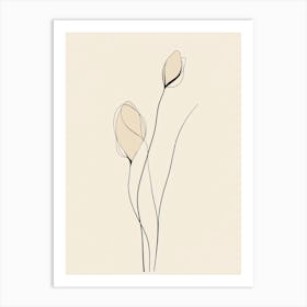 Flowers On A Beige Background 1 Art Print