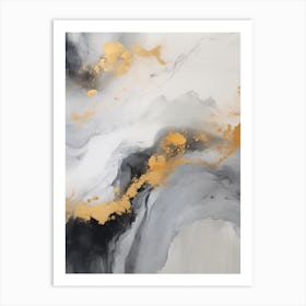 Gold And Black Abstract Painting Art Print