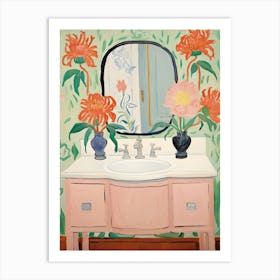 Bathroom Vanity Painting With A Peony Bouquet 1 Art Print