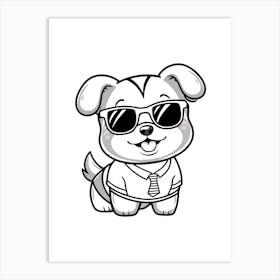 Dog With Sunglasses Art Print