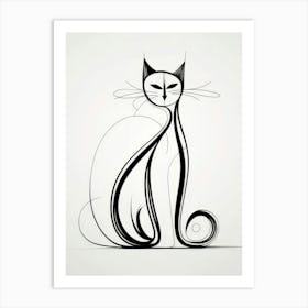 Cat Drawing Style Abstract 1 Art Print