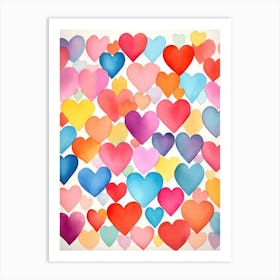 Watercolor Hearts Background 1 Art Print