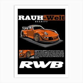 Porsche RWB Orange Art Print