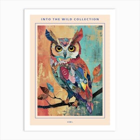 Kitsch Colourful Owl Collage 4 Poster Art Print