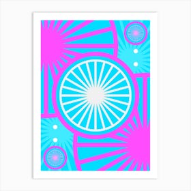 Geometric Glyph Abstract in White and Bubblegum Pink and Candy Blue n.0014 Art Print