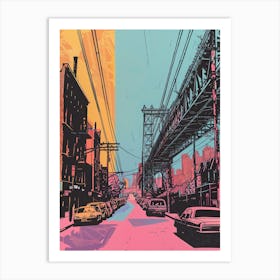 Queens New York Colourful Silkscreen Illustration 3 Art Print
