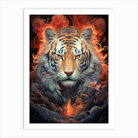 Tiger In Fire Art Print