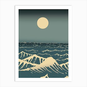 Moon Over The Ocean Art Print