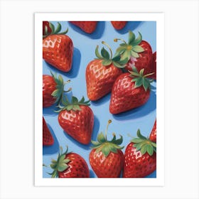 Strawberries On Light Blue Bacground Art Print Art Print