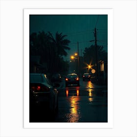 Rainy Night In Suburbs Art Print