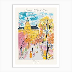 Poster Of Vienna, Dreamy Storybook Illustration 4 Art Print