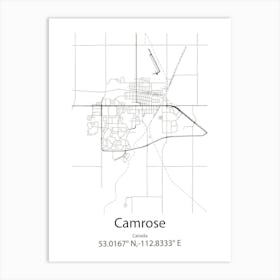 Camrose,Canada Minimalist Map Art Print