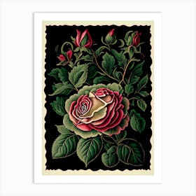 Rose Floral 1 Botanical Vintage Poster Flower Art Print