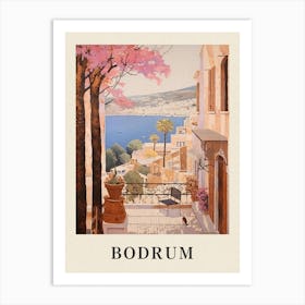 Bodrum Turkey 6 Vintage Pink Travel Illustration Poster Art Print