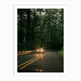 Headlights in the Forest Art Print