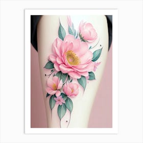 Peony Flower Tattoo Art Print