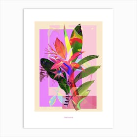 Heliconia 3 Neon Flower Collage Poster Art Print