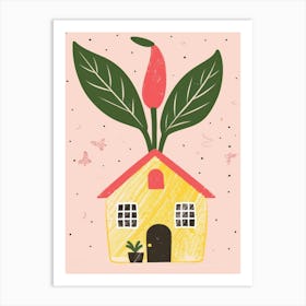 House With A Plant Art Print