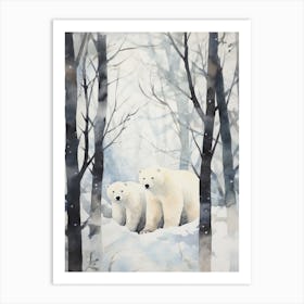 Winter Watercolour Polar Bear 2 Art Print