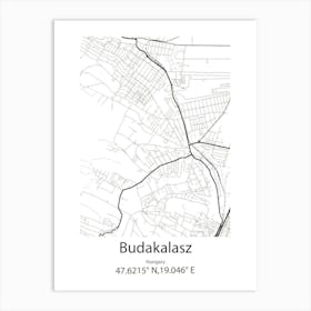 Budakalasz,Hungary Minimalist Map 1 Art Print