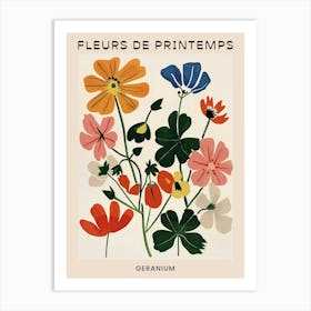 Spring Floral French Poster  Geranium 3 Art Print
