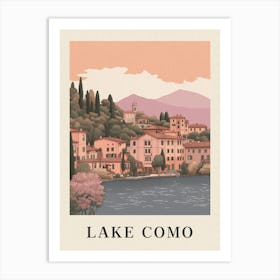 Lake Como Vintage Pink Italy Poster Art Print