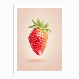 A Single Strawberry, Fruit, Marker Art Illustration 3 Art Print