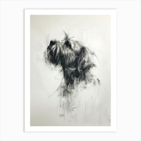 Wirehaired Pointing Griffon Dog Charcoal Line 2 Art Print