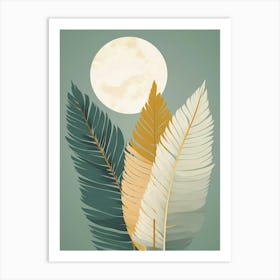 Palm Leaves And Moon Art Print