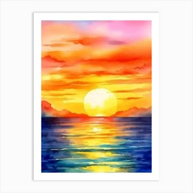 Sunset Watercolor Painting Art Print