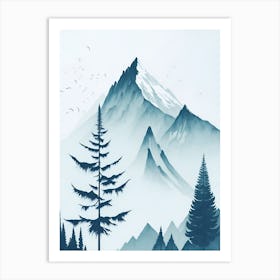 Mountain And Forest In Minimalist Watercolor Vertical Composition 161 Art Print