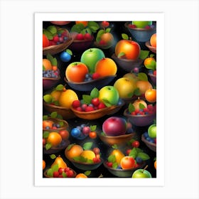 Fruit Bowls Seamless Pattern Art Print