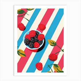Raspberries Fruit Summer Illustration 4 Art Print