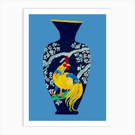 Chicken Antique Vase Art Print