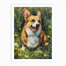 Pembroke Welsh Corgi Acrylic Painting 5 Art Print