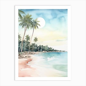 Watercolour Of White Beach   Boracay Philippines 3 Art Print