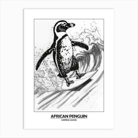 Penguin Surfing Waves Poster 1 Art Print