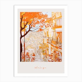 Malaga Spain 2 Orange Drawing Poster Art Print