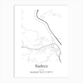 Radece,Slovenia Minimalist Map Art Print