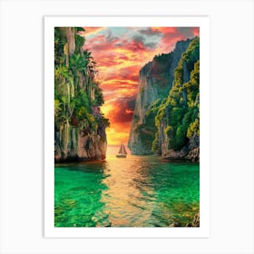 Sunset In The Mountains 1 Art Print