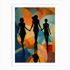 Three Women Holding Hands Art Print