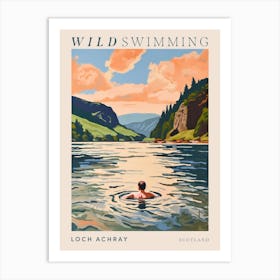 Wild Swimming At Loch Achray Scotland 1 Poster Art Print