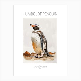 Humboldt Penguin Andrews Bay Watercolour Painting 3 Poster Art Print