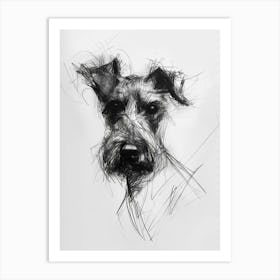 Irish Terrier Dog Charcoal Line 3 Art Print