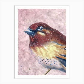 Sparrow Pointillism Bird Art Print