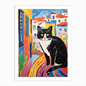 Painting Of A Cat In Tangier Morocco 2 Art Print