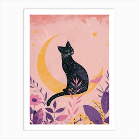Black Cat On The Moon 4 Art Print